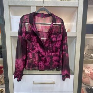 Zara Sheer Purple Tie-Dye Blouse